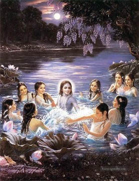  hindoo - Radha Krishna und Mädchen im Teich Hindoo
